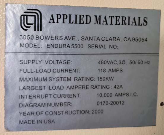 圖為 已使用的 AMAT / APPLIED MATERIALS Endura 5500 待售