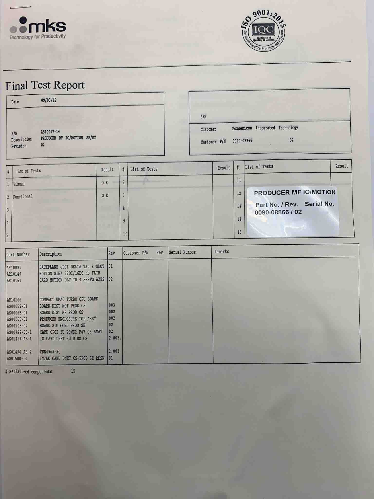 フォト（写真） 使用される AMAT / APPLIED MATERIALS Lot of spare parts 販売のために