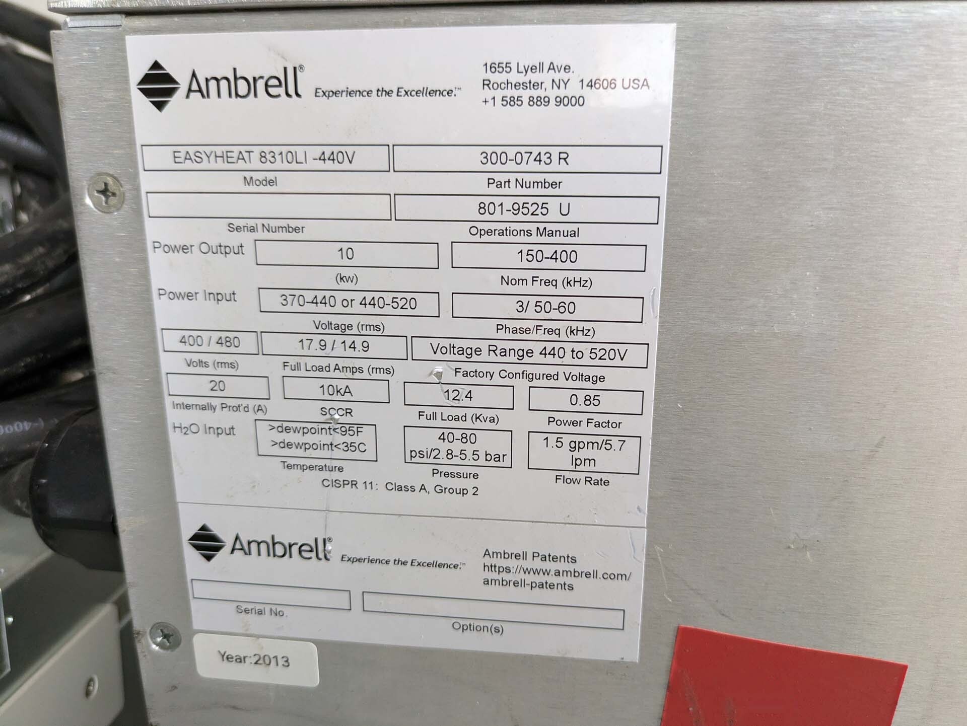 圖為 已使用的 AMBRELL Easyheat 8310LI-440V 待售