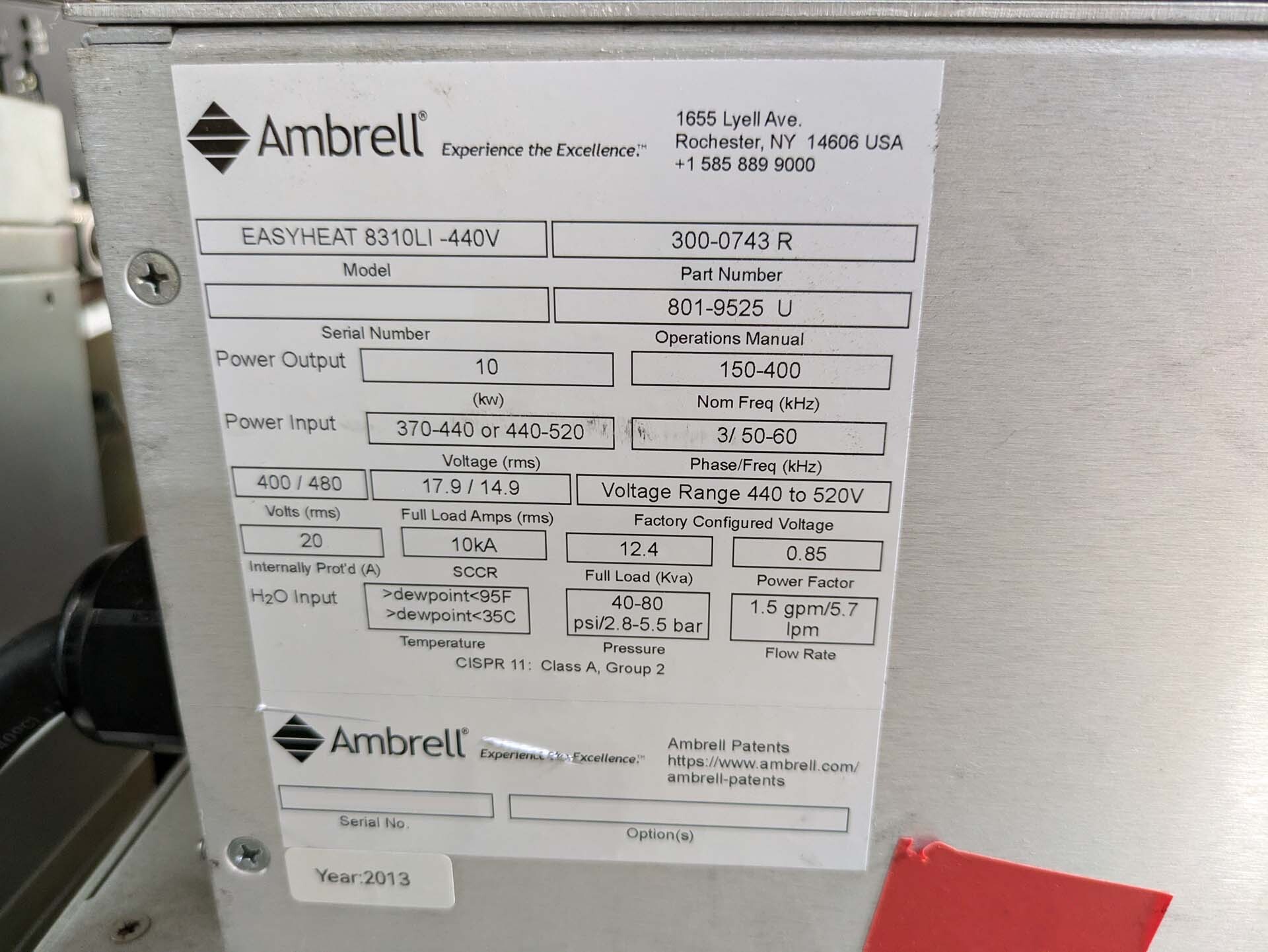 圖為 已使用的 AMBRELL Easyheat 8310LI-440V 待售