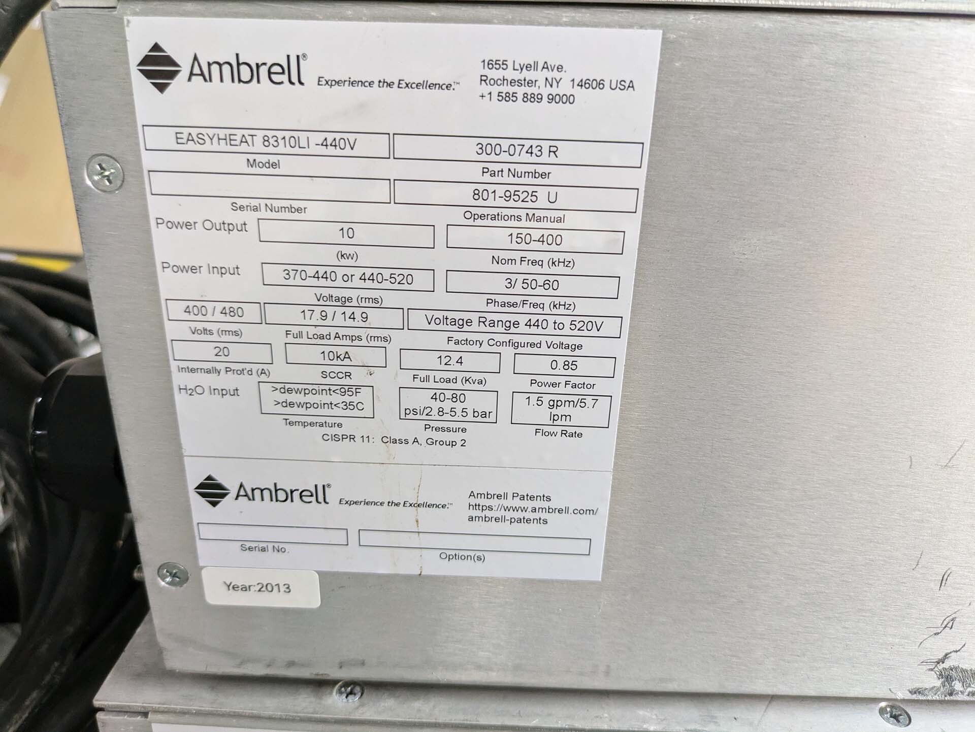 圖為 已使用的 AMBRELL Easyheat 8310LI-440V 待售