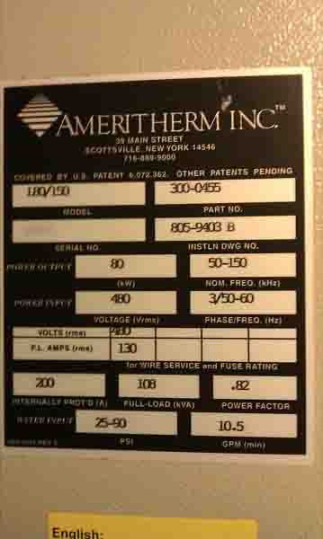 Photo Used AMERITHERM L80 For Sale