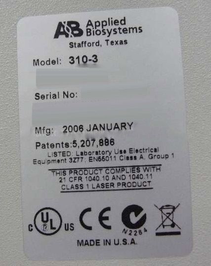 フォト（写真） 使用される APPLIED BIOSYSTEMS Prism 310-3 販売のために