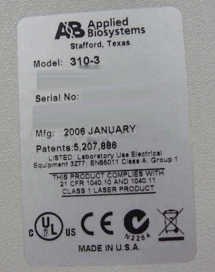 Photo Used APPLIED BIOSYSTEMS Prism 310-3 For Sale