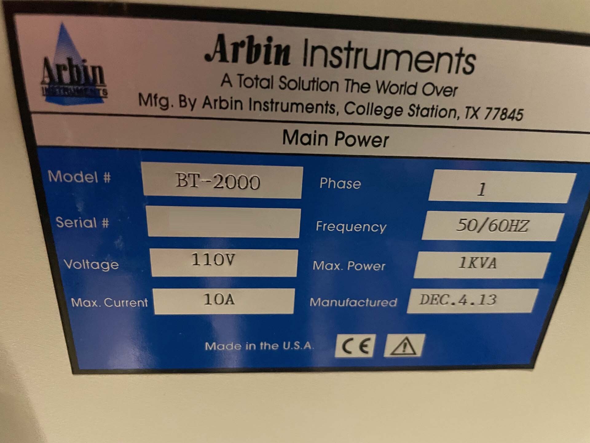 Photo Used ARBIN INSTRUMENTS BT-2000 For Sale