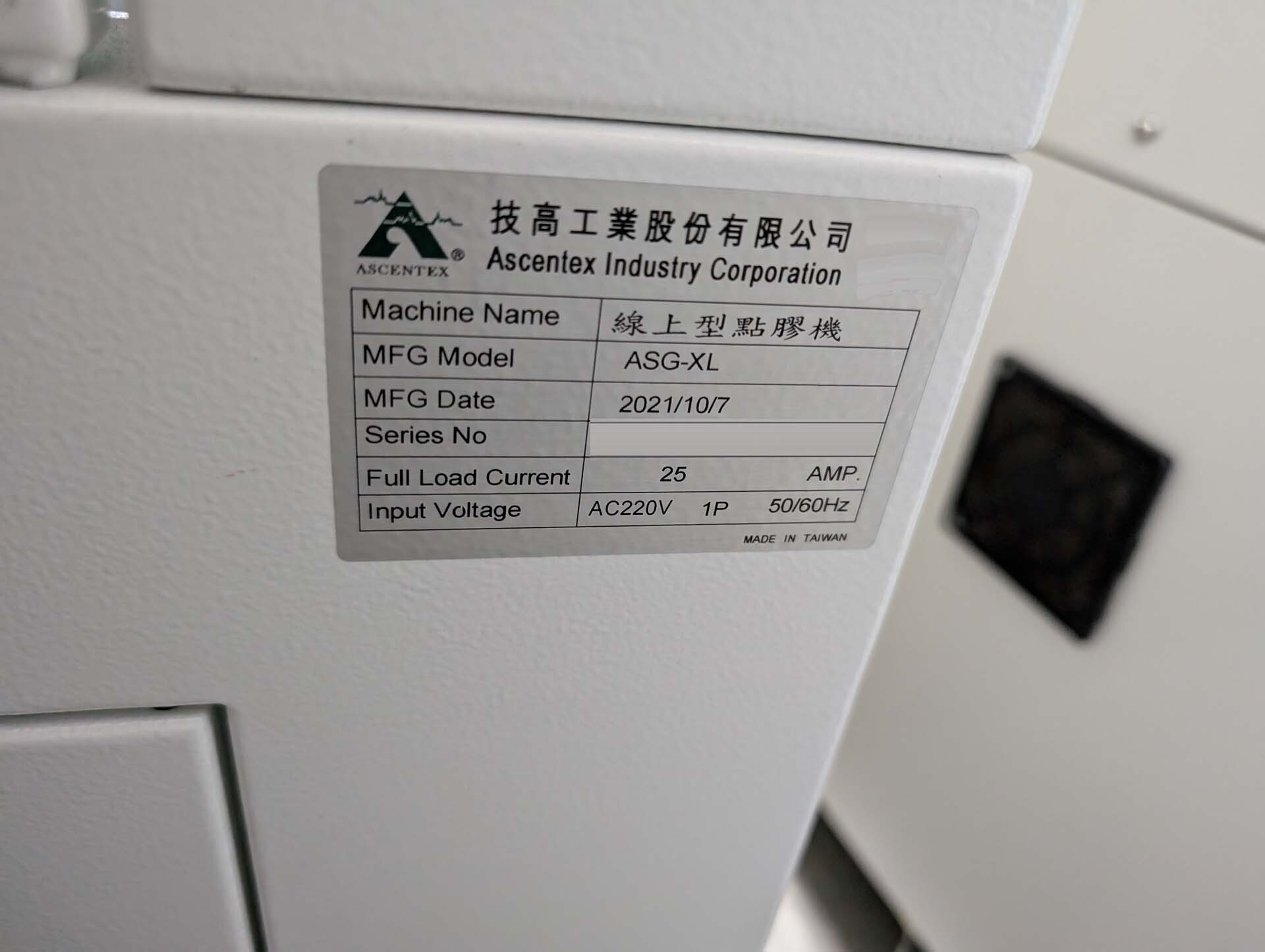 Photo Used ASCENTEX ASG-XL For Sale