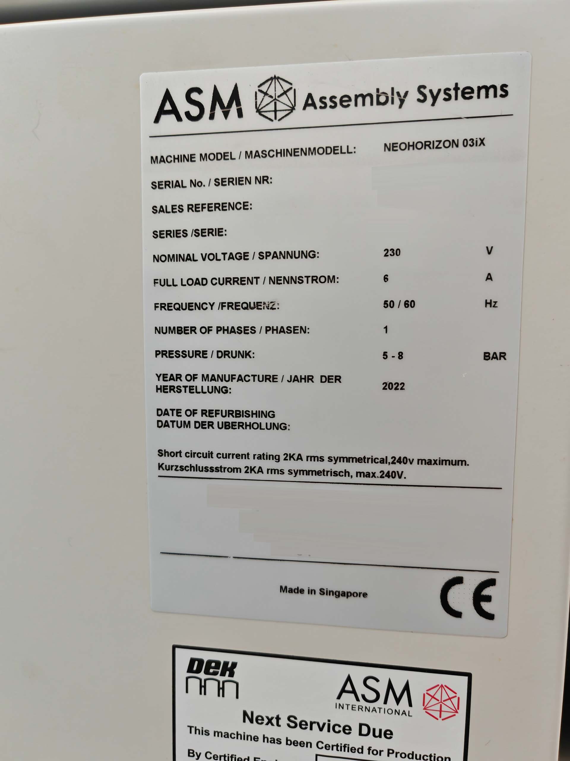 图为 已使用的 ASM / DEK NEO Horizon 03iX 待售