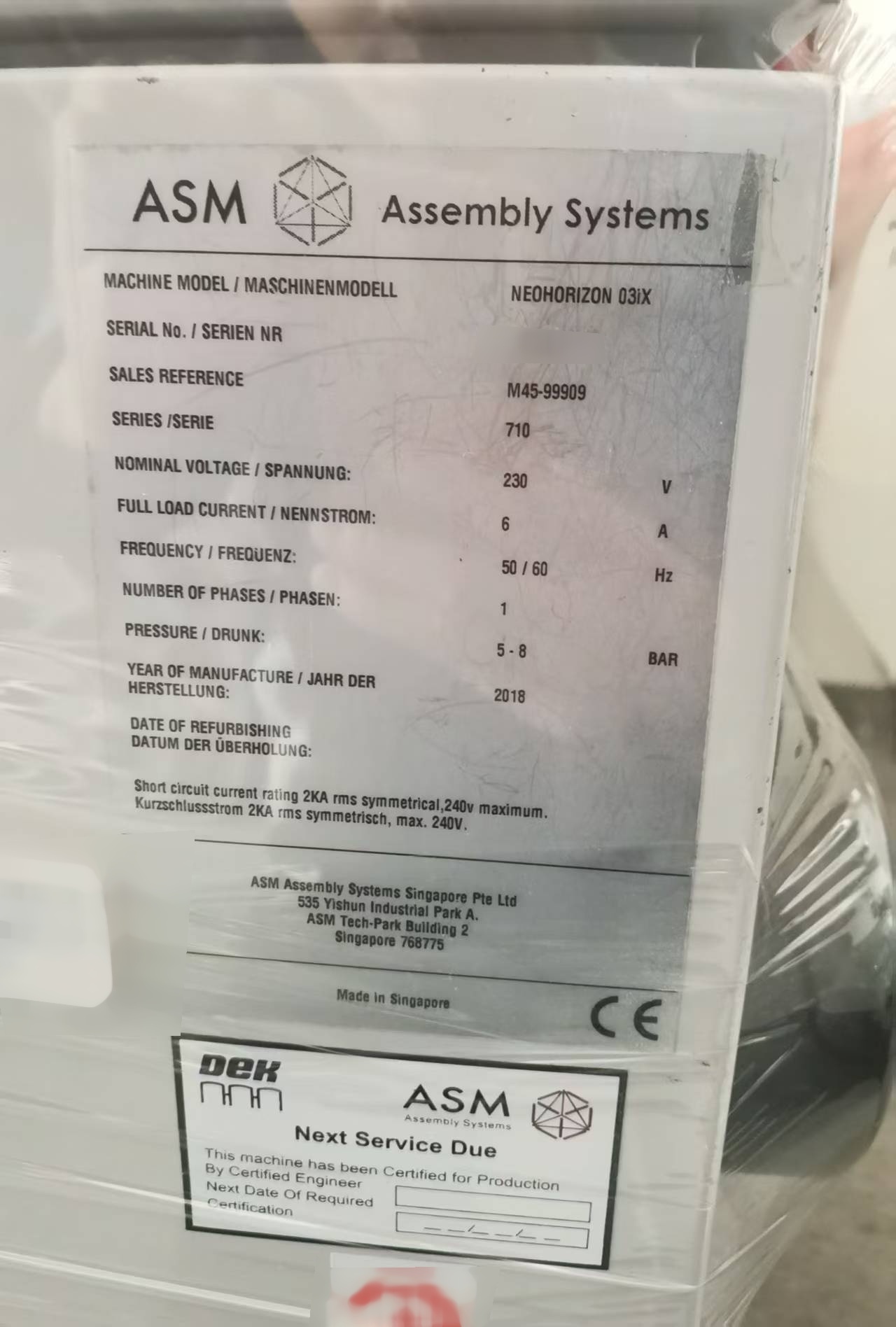 图为 已使用的 ASM / DEK NEO Horizon 03iX 待售