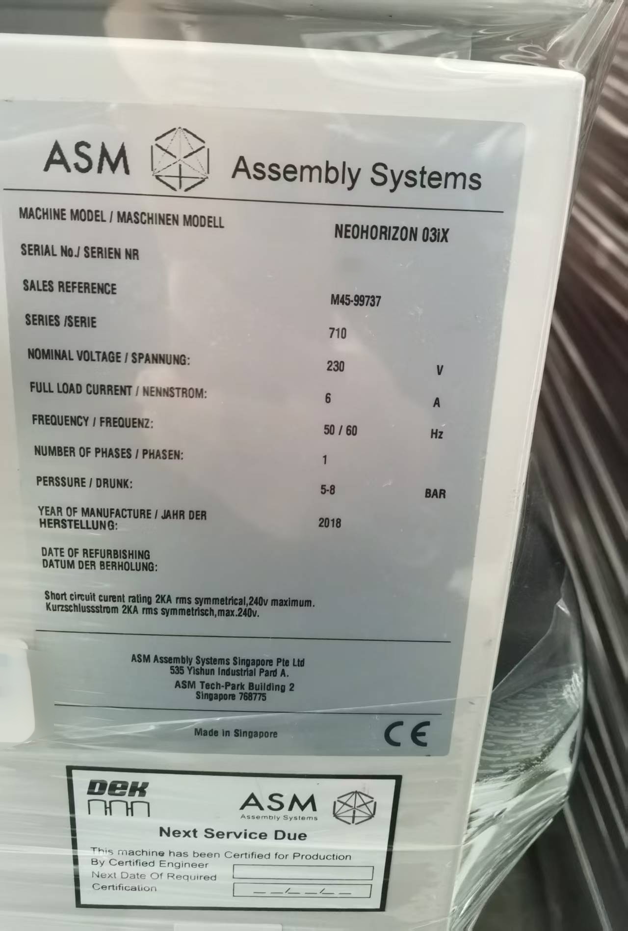 图为 已使用的 ASM / DEK NEO Horizon 03iX 待售