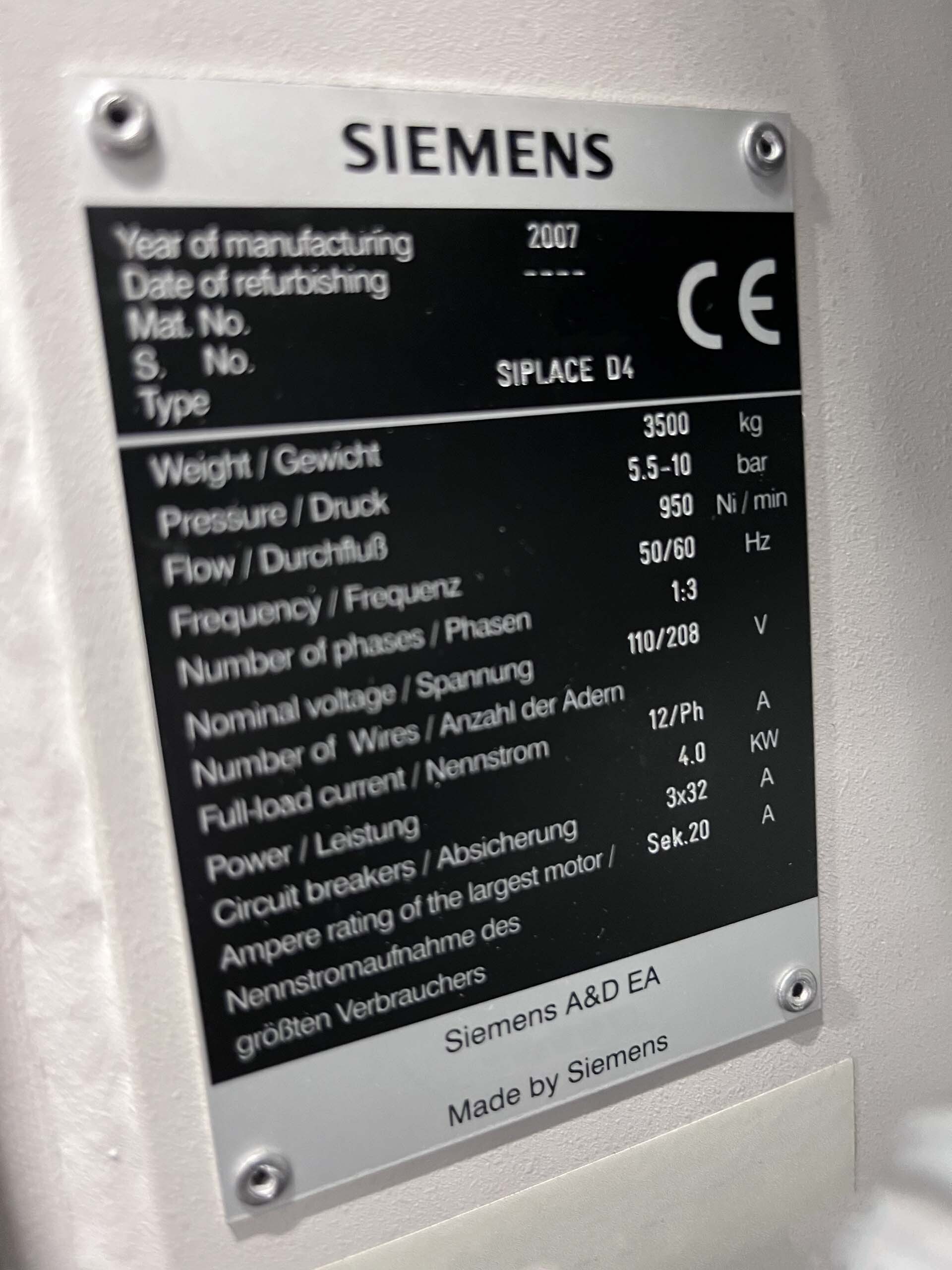 사진 사용됨 ASM / SIEMENS Siplace D4 판매용