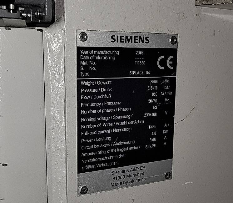 사진 사용됨 ASM / SIEMENS Siplace D4 판매용