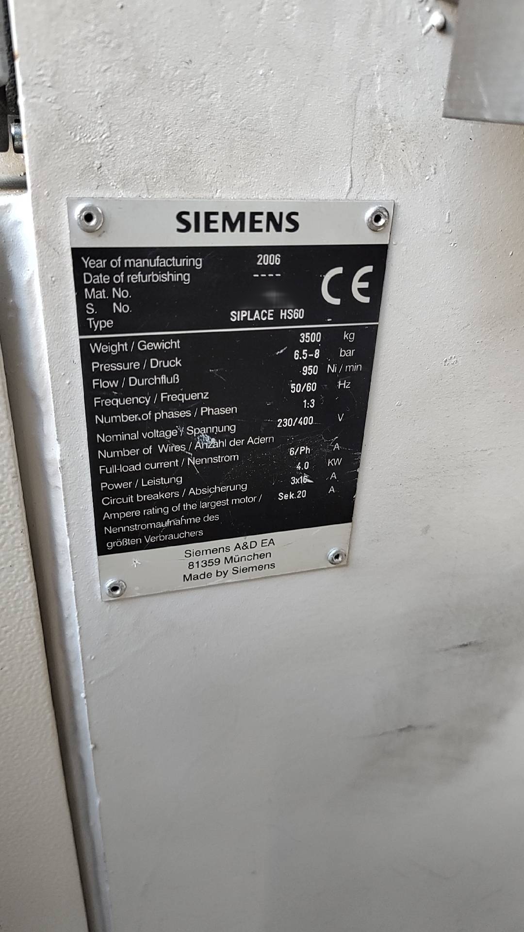 사진 사용됨 ASM / SIEMENS Siplace HS60 판매용