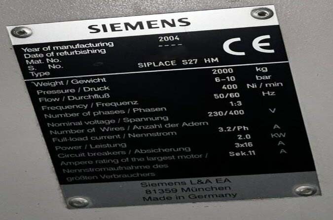 사진 사용됨 ASM / SIEMENS Siplace S27 HM 판매용