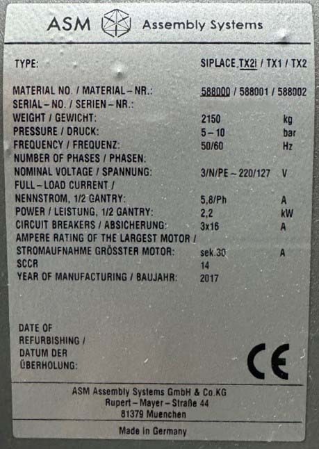 フォト（写真） 使用される ASM / SIEMENS Siplace TX2 販売のために