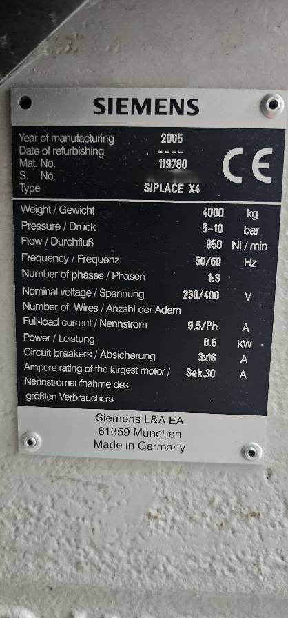 사진 사용됨 ASM / SIEMENS Siplace X4 판매용