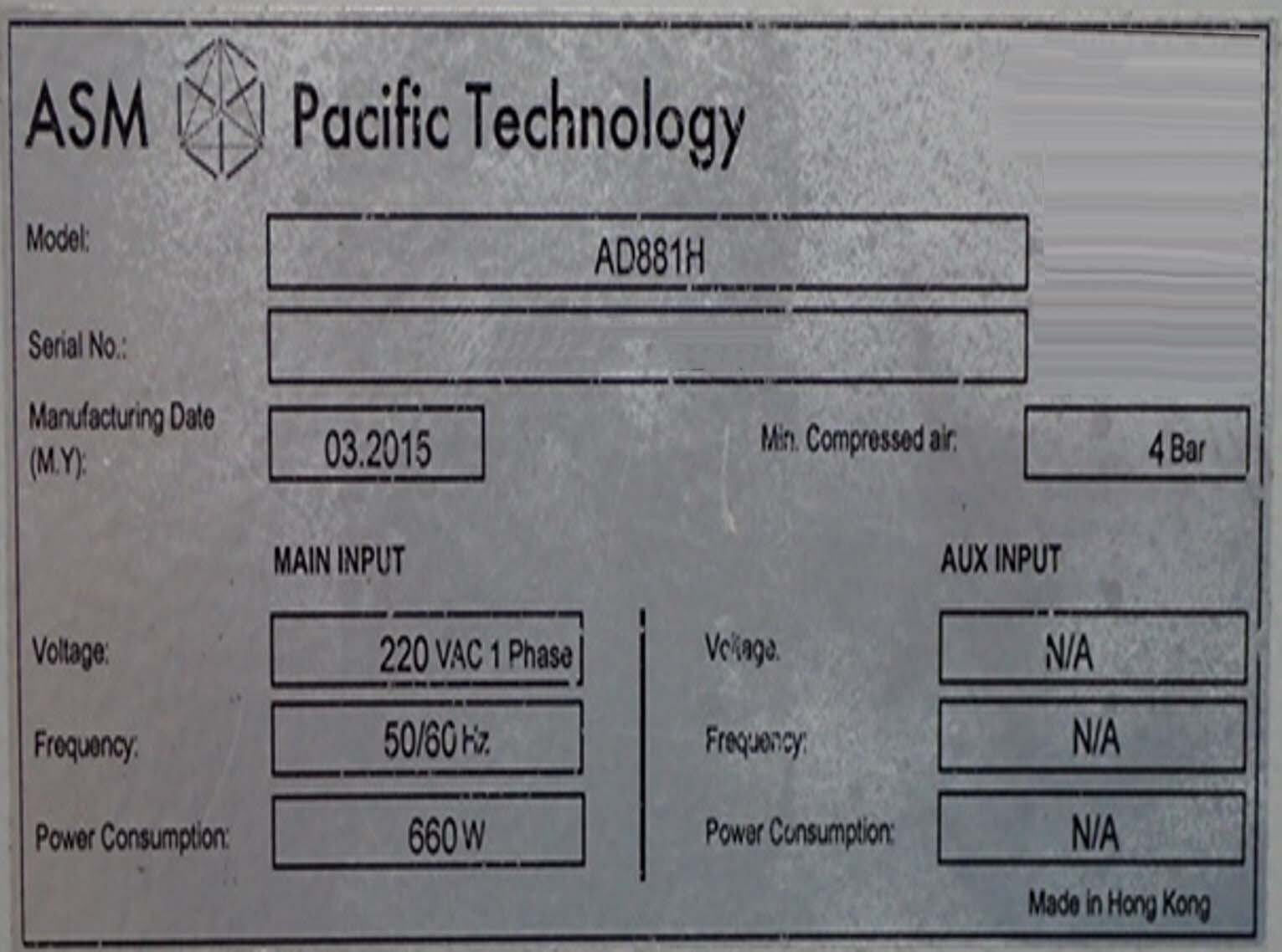 圖為 已使用的 ASM AD 881H 待售