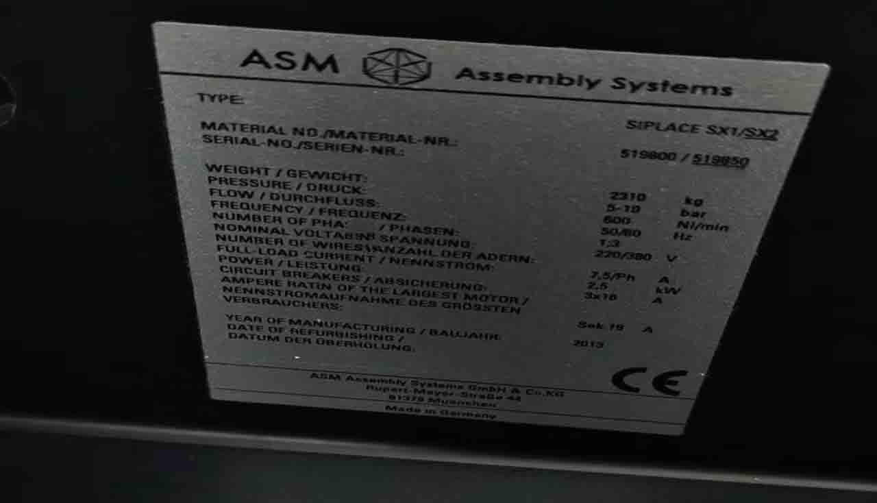 사진 사용됨 ASM Siplace SX1 / SX2 판매용