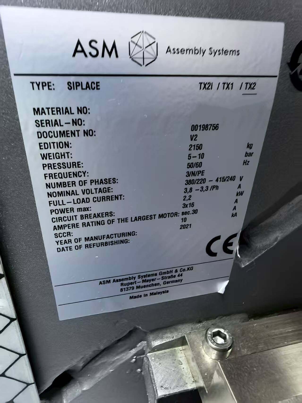 사진 사용됨 ASM Siplace TX2 V2 판매용