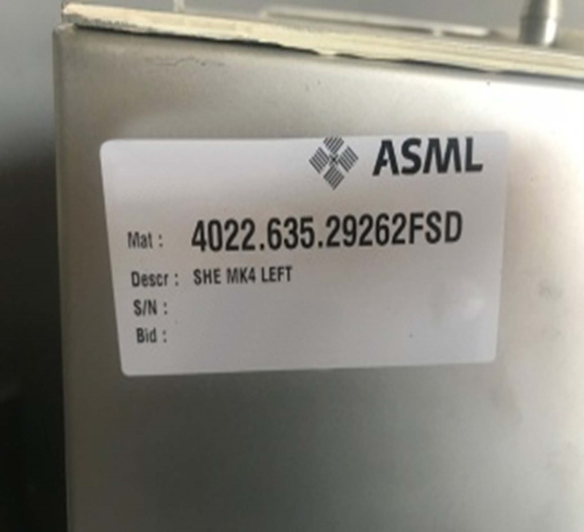 Photo Used ASML Lot of spare parts For Sale