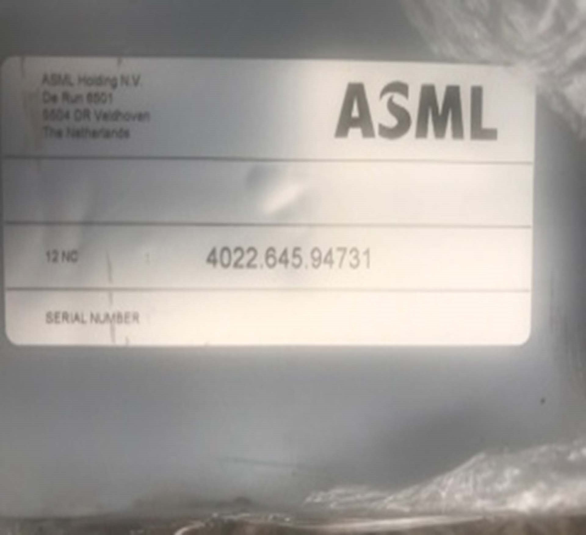 Photo Used ASML Lot of spare parts For Sale