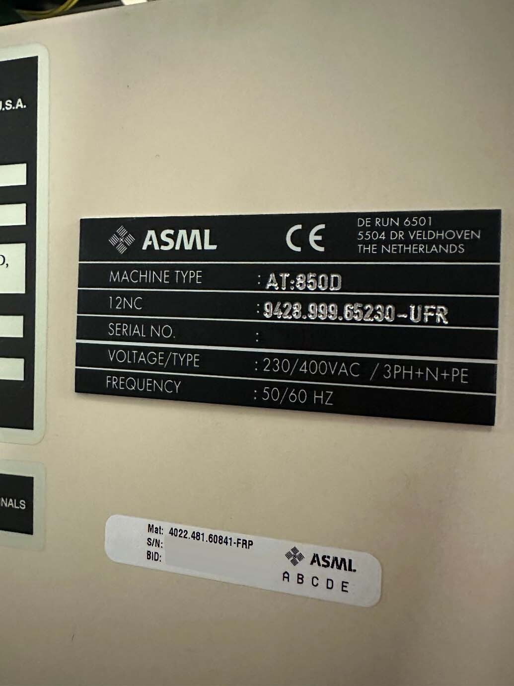 사진 사용됨 ASML Twinscan AT 850D 판매용