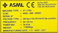 图为 已使用的 ASML Twinscan XT2 1700FI 待售