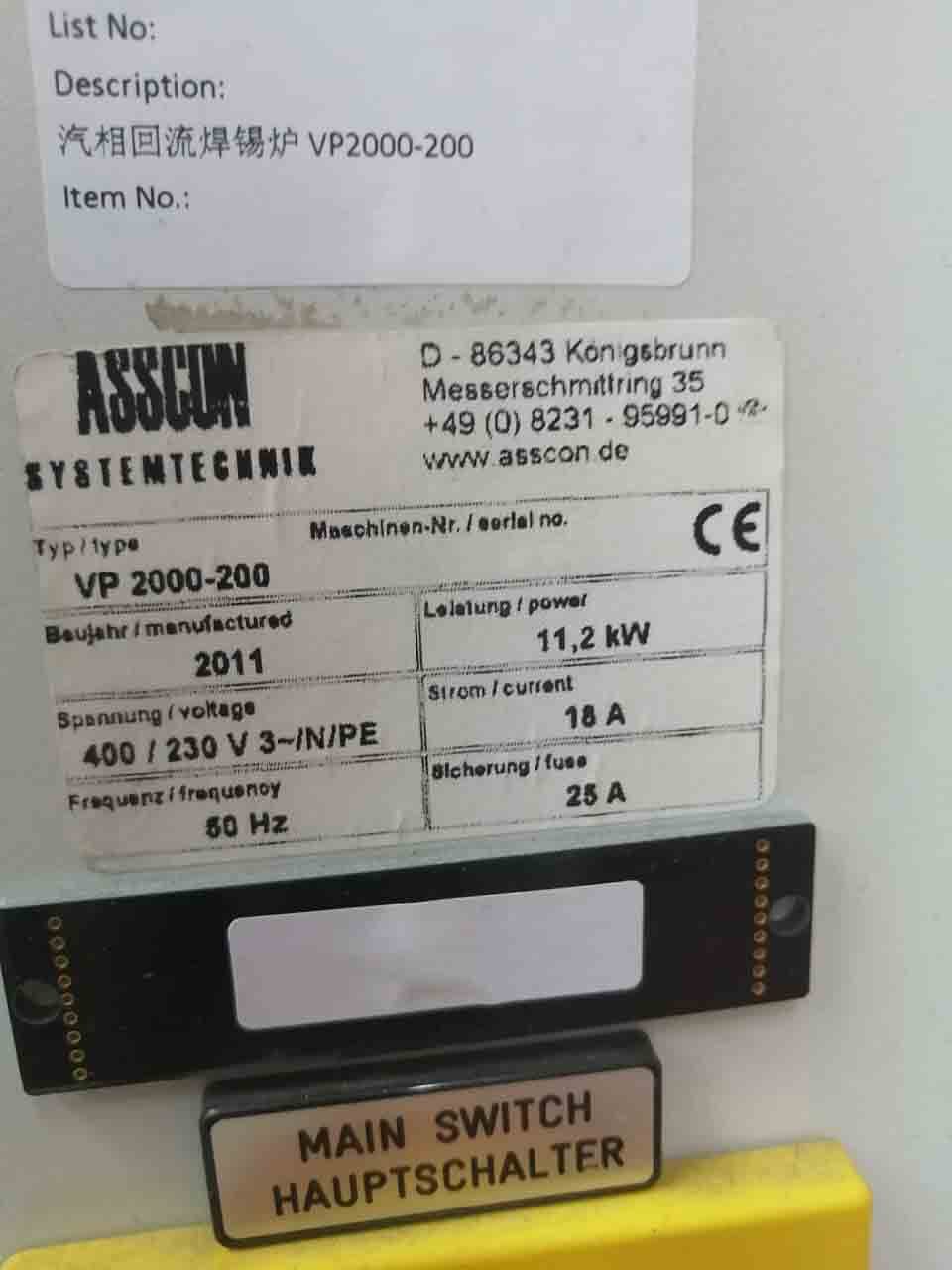 Photo Used ASSCON VP 2000-200 For Sale