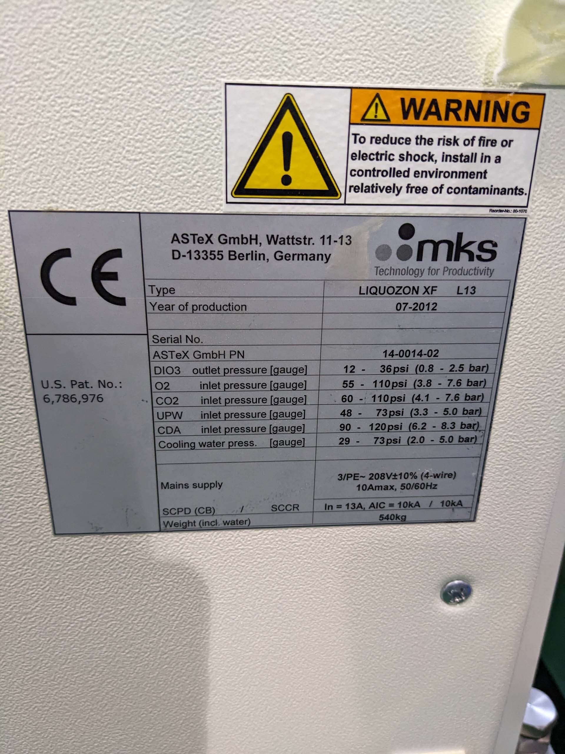 Foto Verwendet ASTEX / MKS Liquozon XF L13 Zum Verkauf