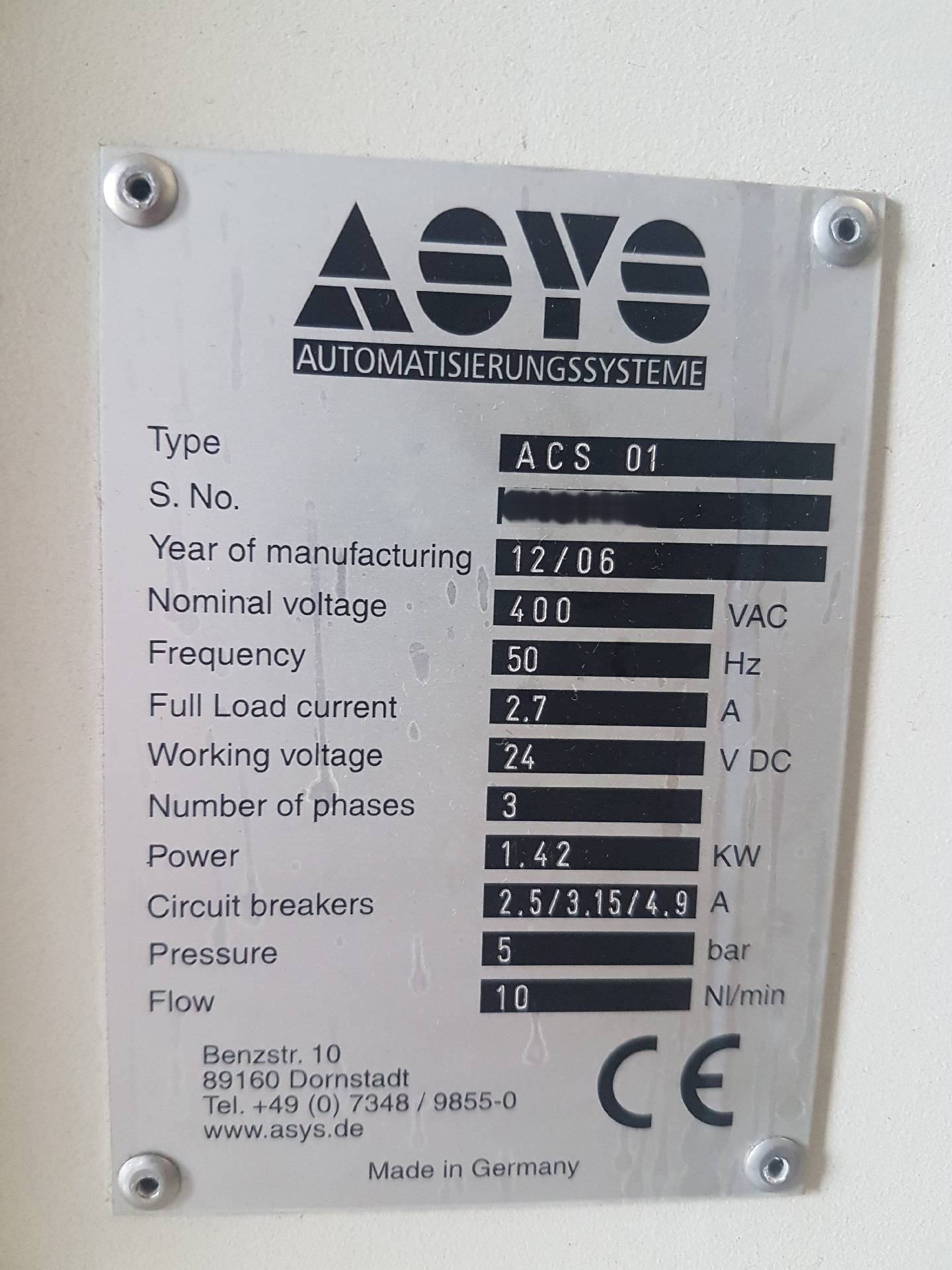 フォト（写真） 使用される ASYS ACS 01 販売のために