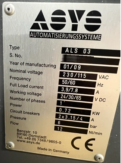 图为 已使用的 ASYS ALS 03 待售