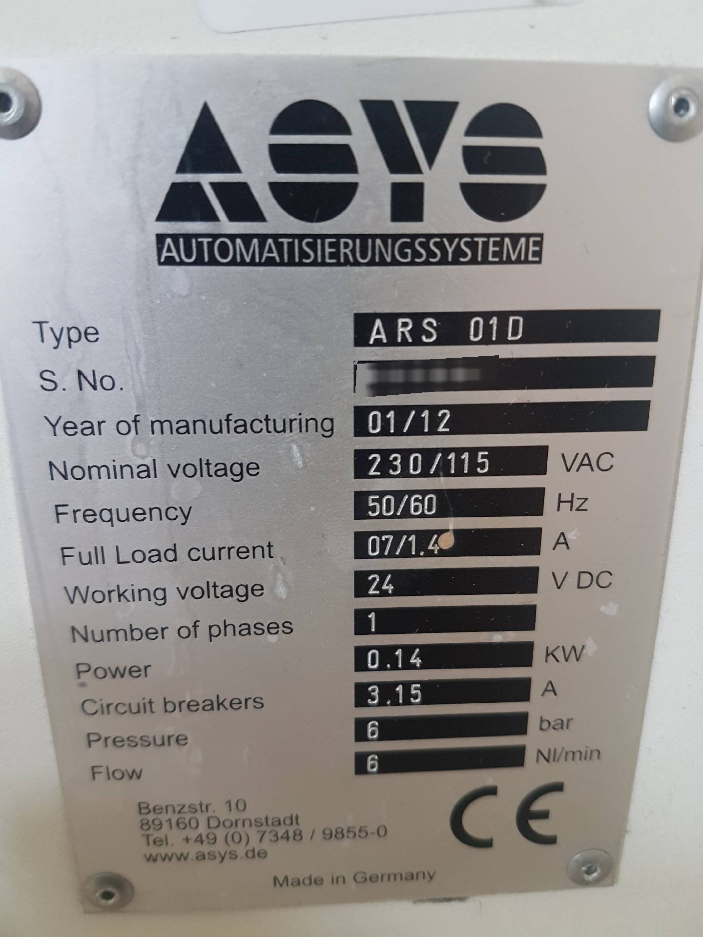 图为 已使用的 ASYS ARS-01D 待售