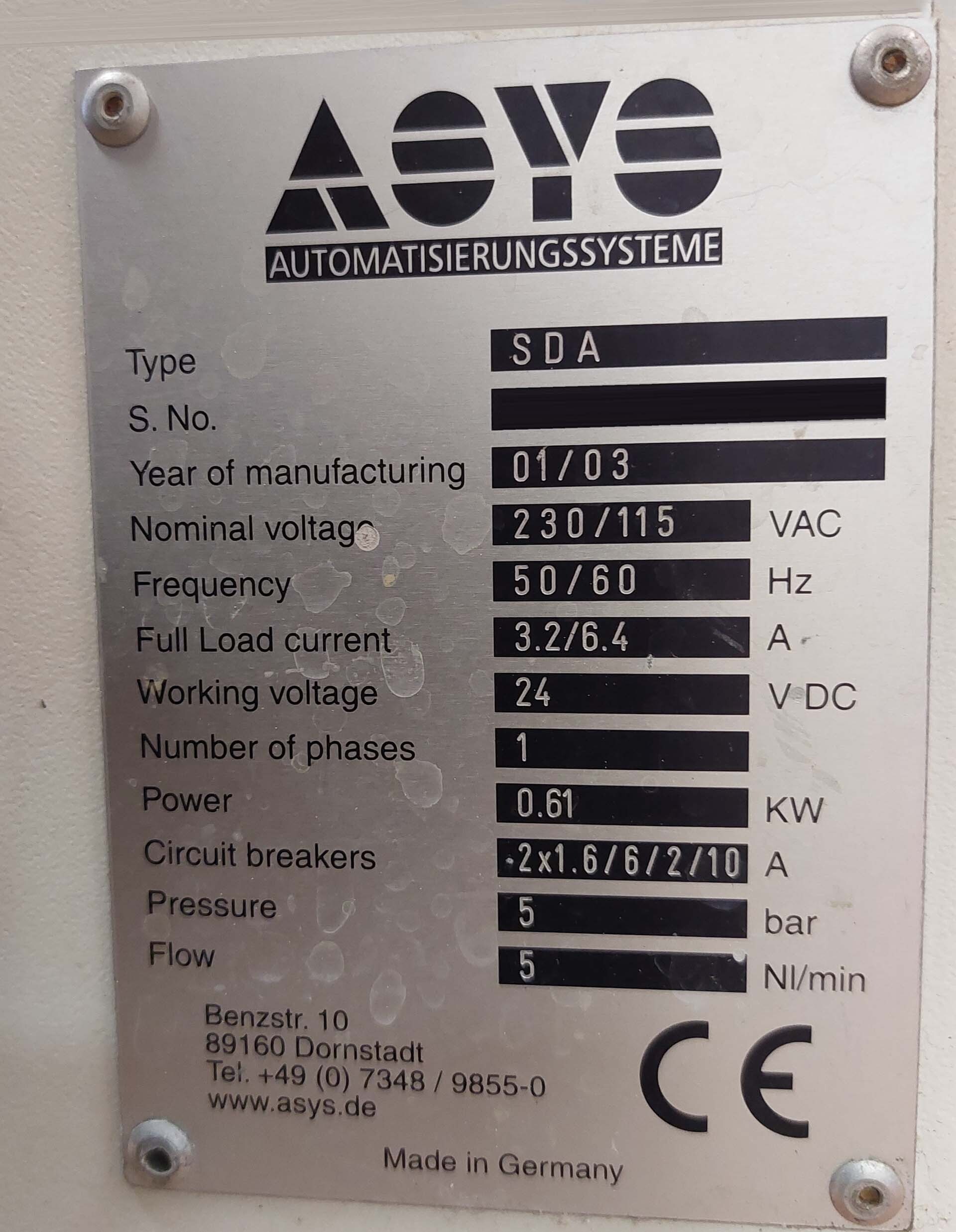 圖為 已使用的 ASYS SDA 待售