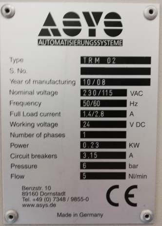 フォト（写真） 使用される ASYS TRM 02 販売のために