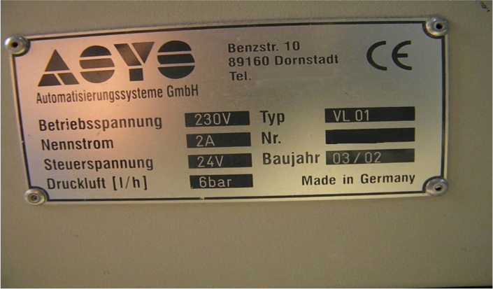 图为 已使用的 ASYS VL01 待售