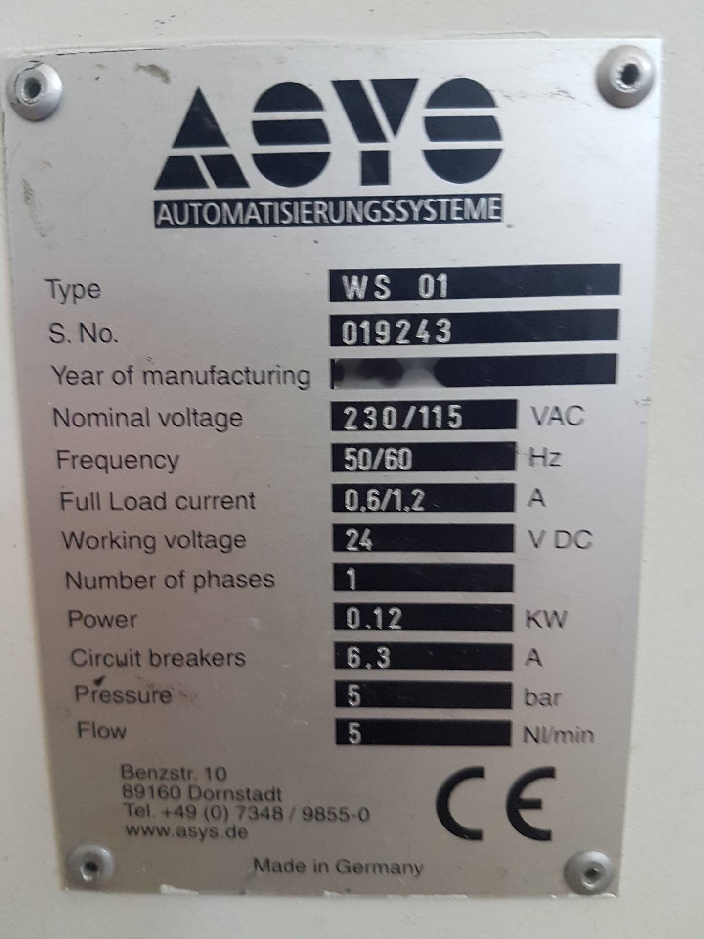 フォト（写真） 使用される ASYS WS 01 販売のために