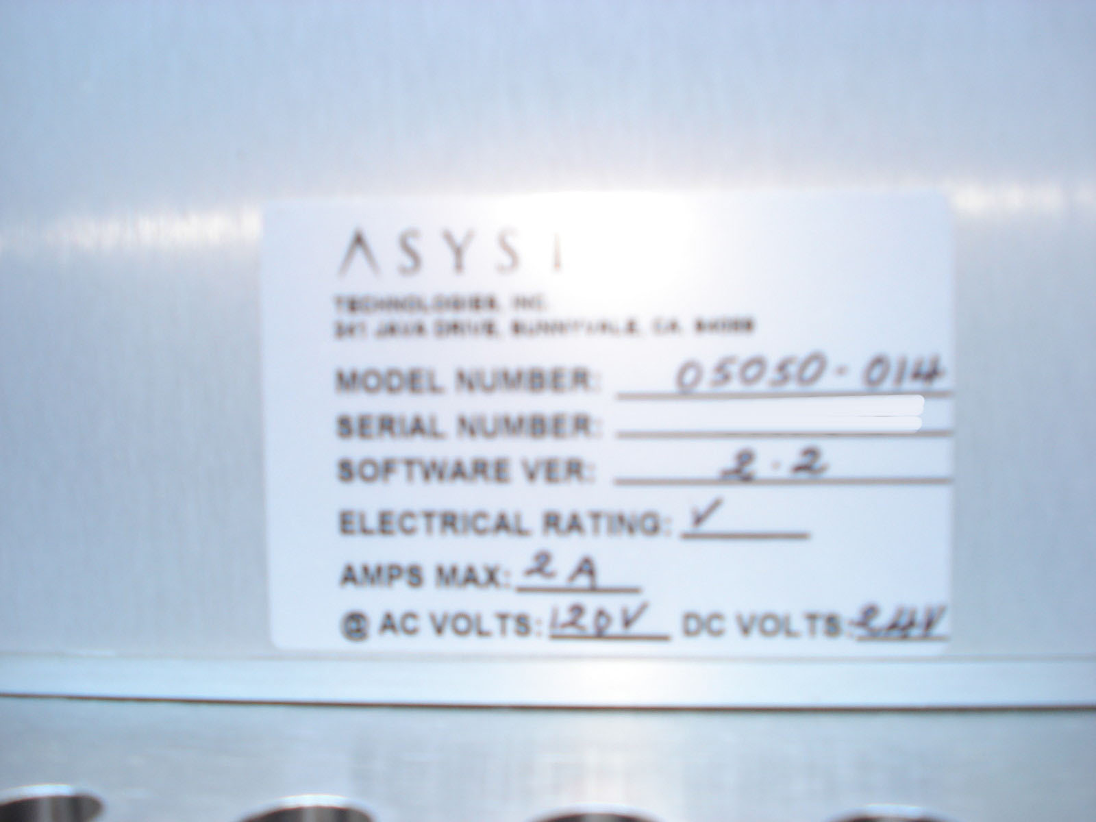 Photo Used ASYST 12000-002 For Sale