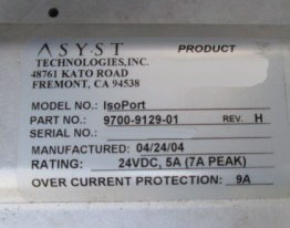 圖為 已使用的 ASYST 9700-9129-01 待售