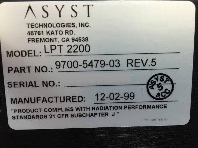 Photo Used ASYST LPT 2200 For Sale
