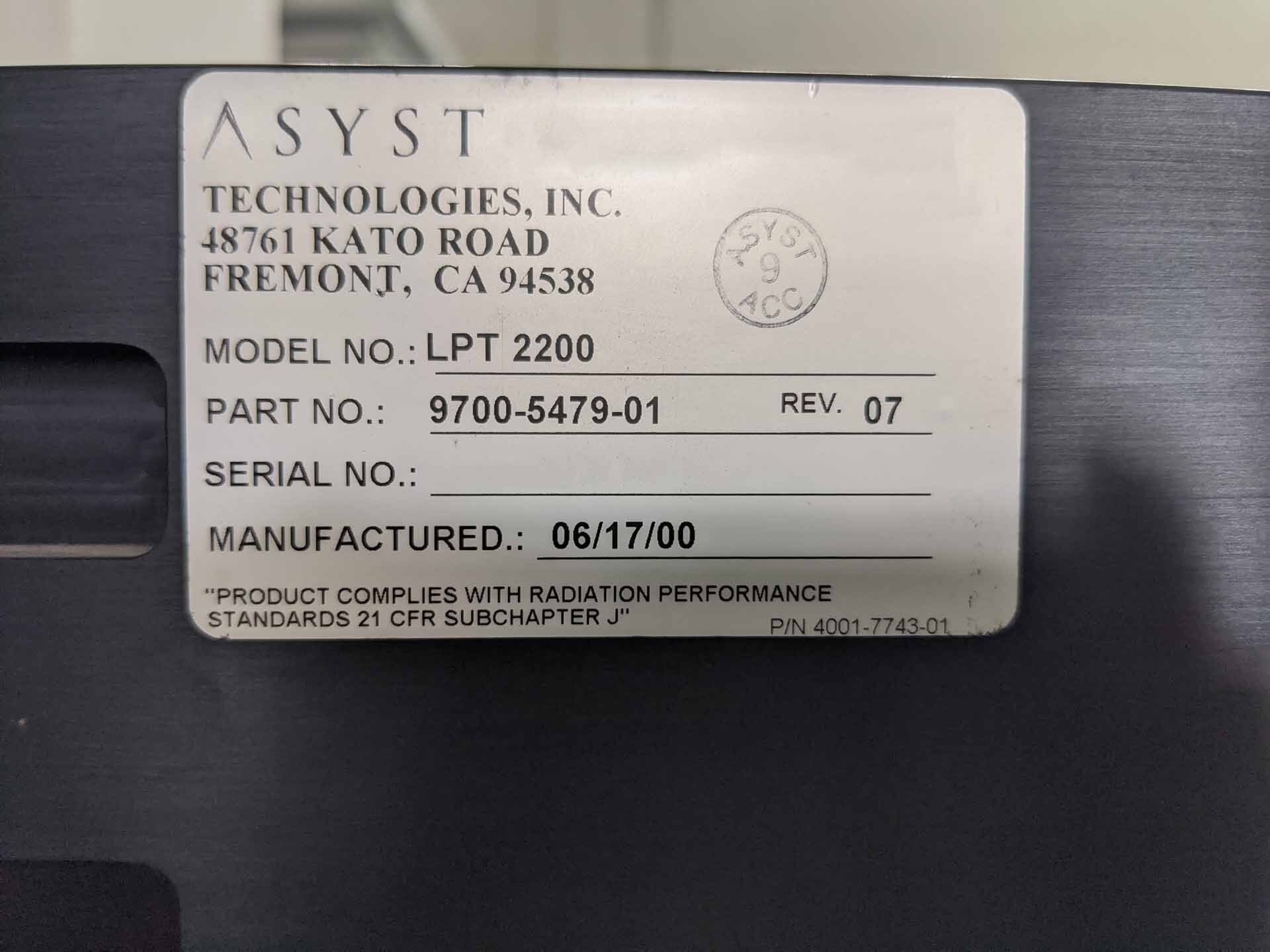 图为 已使用的 ASYST LPT 2200 待售