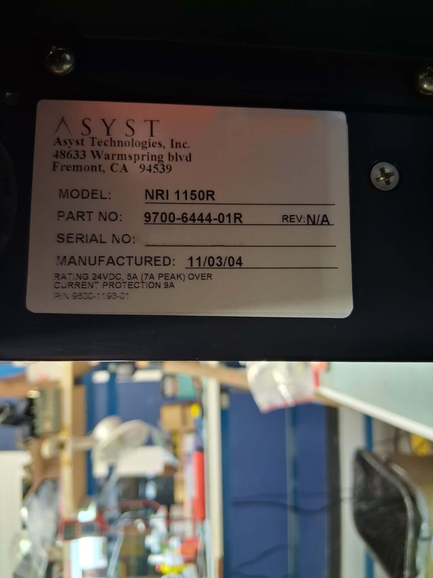 圖為 已使用的 ASYST NRI 1150R 待售