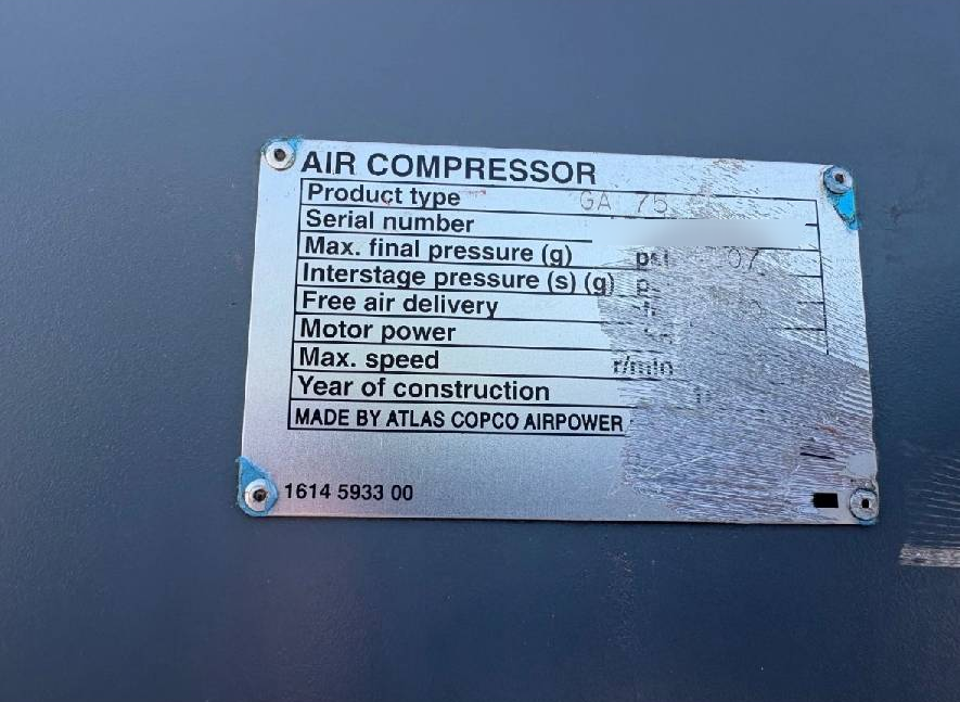 图为 已使用的 ATLAS COPCO GA75 待售