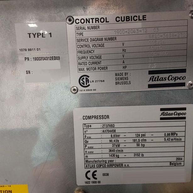 사진 사용됨 ATLAS COPCO ZT37VSD 판매용