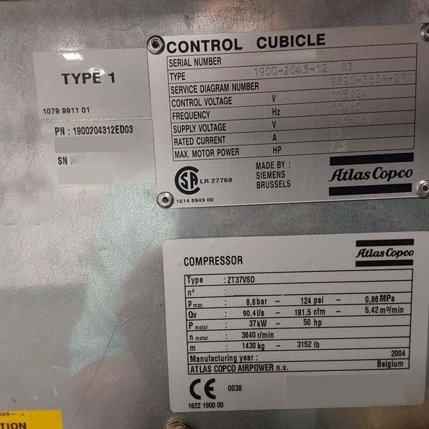 사진 사용됨 ATLAS COPCO ZT37VSD 판매용