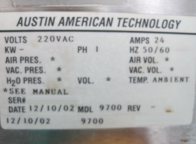 Photo Used AUSTIN AMERICAN TECHNOLOGY / AAT 9700 For Sale