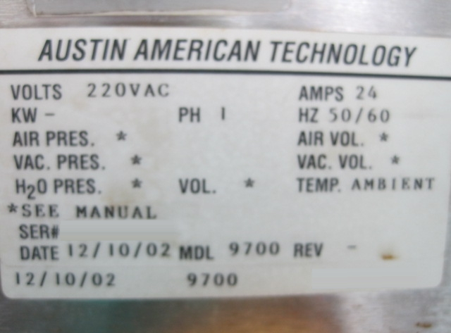 사진 사용됨 AUSTIN AMERICAN TECHNOLOGY / AAT 9700 판매용