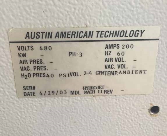 Photo Used AUSTIN AMERICAN TECHNOLOGY / AAT Hydrojet For Sale