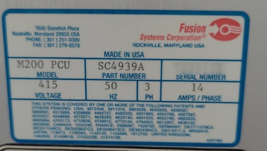 圖為 已使用的 AXCELIS / FUSION M 200 PCU 待售
