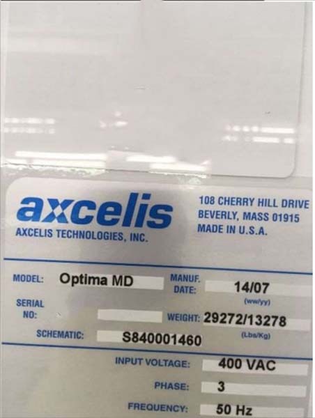Photo Utilisé AXCELIS Optima MD À vendre