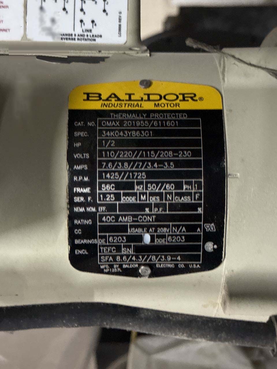 Photo Used BALDOR 34K043Y863G1 For Sale