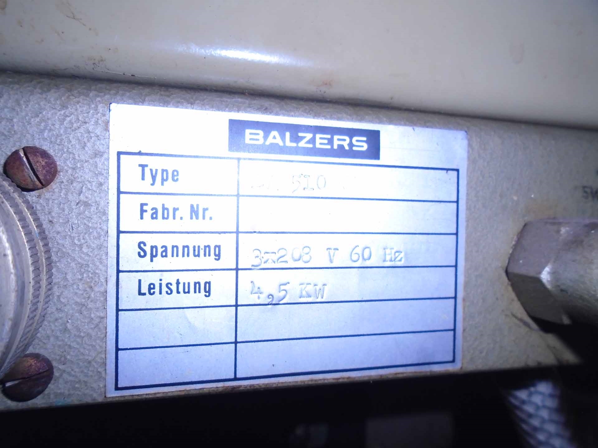 圖為 已使用的 BALZERS BA 510 待售